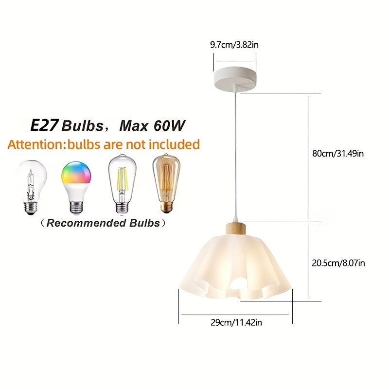 1pc Lámpara Colgante Moderna Minimalista con Forma de Flor, Base E27, Aparato Semi-Encastrado Blanco para Mesa de Cocina y Bar - Bombilla No Incluida, Iluminación de Cocina|Diseño de Pantalla Floral|Decoración de Color Neutro