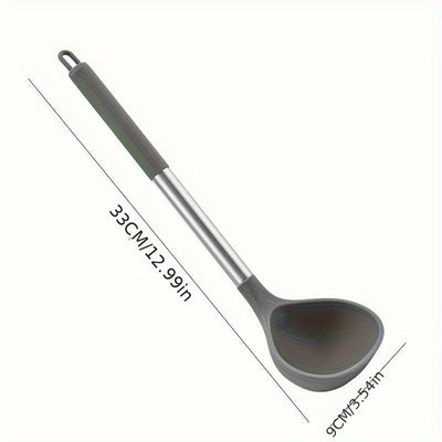 1 ud., cuchara grande de silicona, cuchara de silicona, mango de acero inoxidable para cuchara, cuchara grande, cuchara antiadherente para sartén, cuchara larga y resistente al calor para el hogar, cuchara de cocina