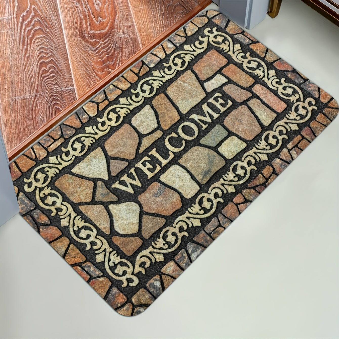 1 alfombra de bienvenida resistente con respaldo antideslizante, felpudo de entrada de pelo corto, fácil de limpiar, compatible con áreas de alto tráfico, colores y tamaños hermosos, ideal para uso en interiores y exteriores, decoración del hogar, habita