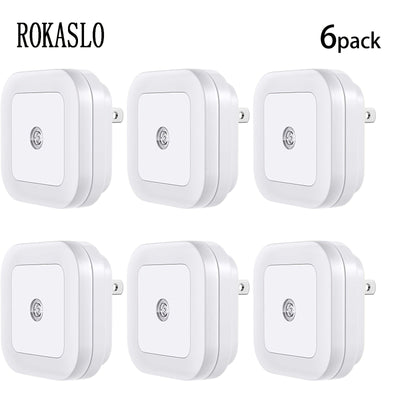 [6 piezas] Luz nocturna LED con sensor inteligente de anochecer a amanecer, luces nocturnas para dormitorio, baño, inodoro, escaleras, cocina, pasillo, luces nocturnas compactas, blanco frío