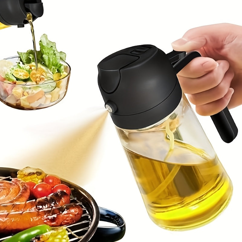Botella de Aceite 2 en 1 con Rociador y Vertedor - Dispensador Portátil para Cocinar, Ensaladas y Hornear - Diseño Fácil de Limpiar - Ideal para Aceites de Oliva, Vegetales y Cocción - Perfecto para Hogares y Cocinas Profesionales