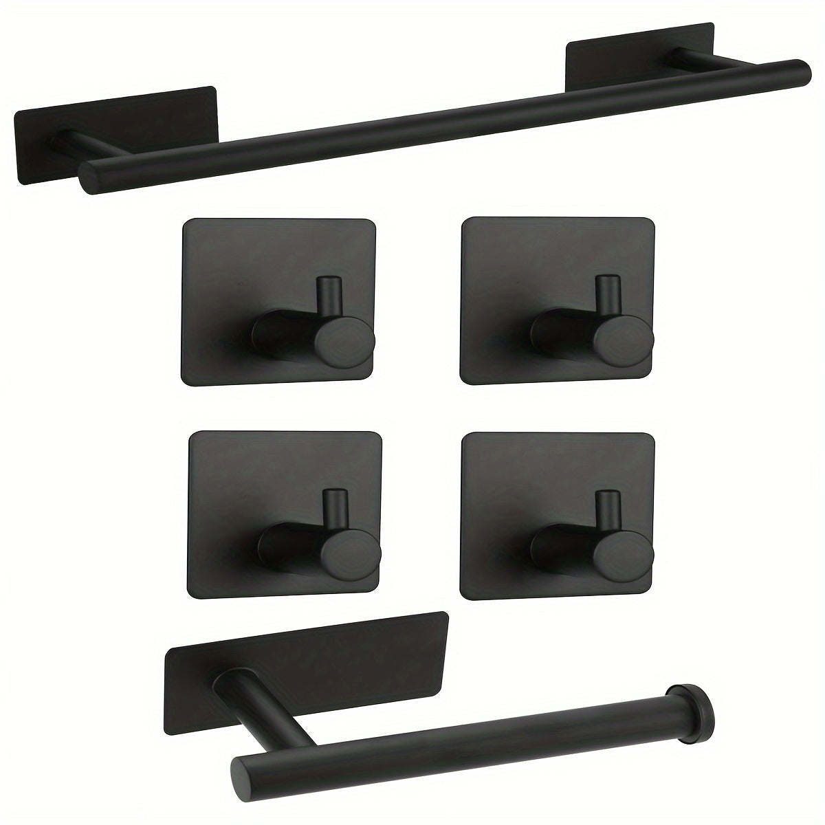 Juego de 6 toalleros contemporáneos, kit de herrajes para baño de acero inoxidable con toallero, toallero de pared, portarrollos de papel higiénico, ganchos para batas - Instalación sin taladros