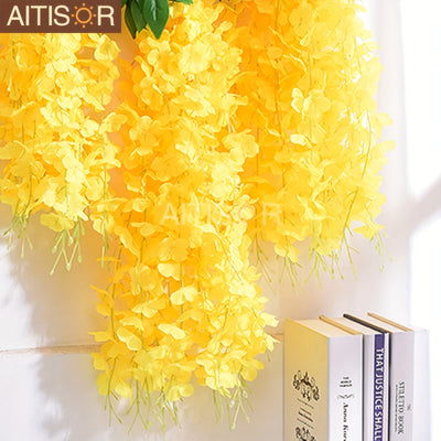 24 piezas de vides artificiales de wisteria, cadeneta colgante de flores de imitación para fiestas de cumpleaños, graduaciones, bodas, decoración de habitaciones, primavera, verano, hogar, Navidad, Acción de Gracias, otoño.
