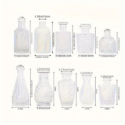 Juego de 10/20 Piezas de Jarrones de Vidrio Transparentes de Relieve Simple y Creativo, Adecuados para Decoración de Bodas, Hogar, Mesa de Comedor y Fiestas