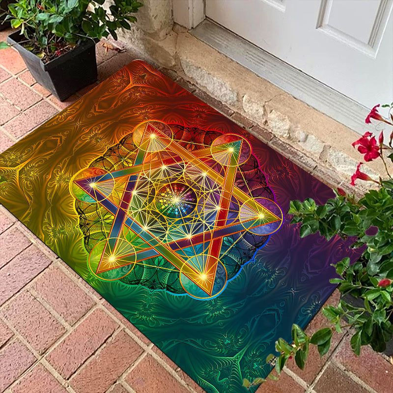 1pc Celestial Energy Stars Welcome Floor Mat, No Resbaloso Poliéster, Ligero Rectángulo Alfombra para Interior/Exterior, Perfecto para Sala de Estar, Dormitorio, Decoración de Cocina, Ideal para Día de San Valentín, Pascua, Acción de Gracias, Día de San