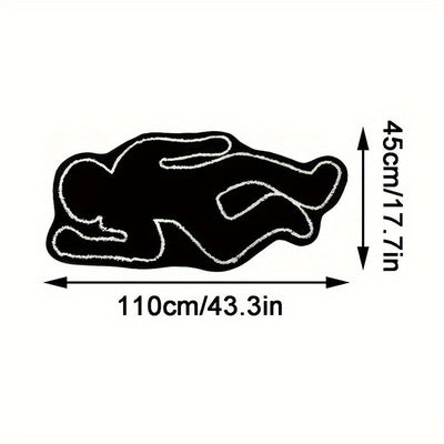 1 alfombra de terciopelo con diseño de contorno blanco y negro, suave, lavable, antideslizante con respaldo de TPR, para sala, dormitorio, cocina, baño y más, forma irregular única para decoración del hogar