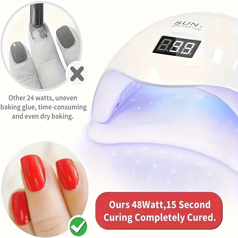 Lámpara de uñas LED con sensor inteligente, luz de curado portátil para esmalte de gel, alimentada por USB, regalo ideal para días festivos importantes (Navidad, Halloween, Pascua, Día de San Valentín, Acción de Gracias, etc.) - Pantalla LCD, base desmon