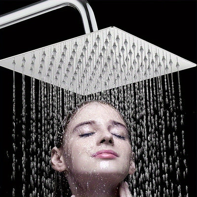 Cabezal de Ducha de Acero Inoxidable con Diseño Cuadrado Ultrafino, Accesorio de Baño Ahorrador de Agua