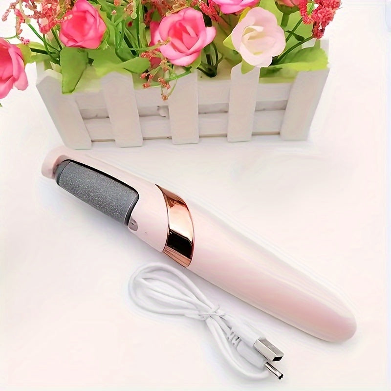 Piedra eléctrica para pies recargable por USB - Herramienta portátil para pedicura para & remoción de pieles muertas, cuidado suave y liso de pieles claras, regalo ideal para vacaciones, herramienta de cuidado de pieles claras, diseño elegante, cuerpo de