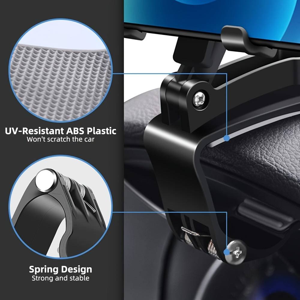 1pc soporte para teléfono de salpicadero, base ABS ajustable universal multifuncional, compatible con pantallas horizontales y verticales, fácil instalación, sujeción segura y giratorio rectangular, accesorio interior automotriz ideal para navegación seg