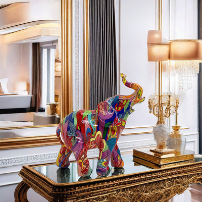 1pc Estatua de resina de elefante colorida, decoración versátil para el hogar para la sala de estar, el soporte de TV, el estudio, la oficina - Ideal para Navidad, Acción de Gracias, Año Nuevo, Día de San Valentín, celebraciones univer
