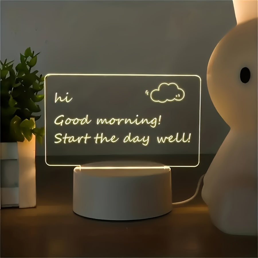 Lámpara decorativa LED Solidolander con pizarra de mensajes, luz cálida, alimentación por USB, diseño moderno, incluye plumón, ideal para sala y dormitorio, regalo perfecto para novia, decoración ambiental, construcción de plástico