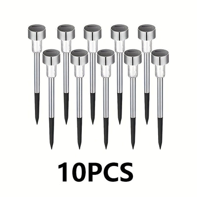 10pcs Luces LED Solares, Luces de Varilla de Acero Inoxidable para Exteriores, La Mejor Elección para Regalos Festivos, Adecuadas para Patios, Céspedes, Senderos, Terrazas y Jardines, Decoración de Caminos en Fiestas y Pasillos