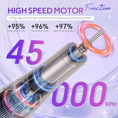 Kit de Máquina Profesional para Uñas Recargable 45000 RPM con Lima Eléctrica para Manicura, Eliminación y Pulido de Gel