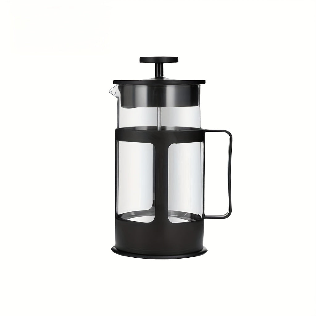 1pc Cafetera de Prensa Francesa 350ml - Vidrio Borosilicato Resistente al Calor y a Explosiones, Filtro de Acero Inoxidable, Multifuncional para Café, Té, Leche - Diseño Moderno Duradero para Uso en Casa y Oficina, Prensa de Café Portátil, Preparación de
