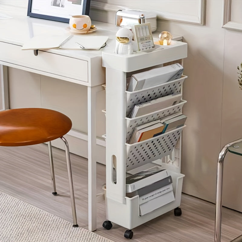 Organizador de Escritorio Versátil con Ruedas - Estantería Lateral Desmontable y Almacenamiento de Archivos, Ideal para la Oficina, la Escuela y la Organización del Hogar