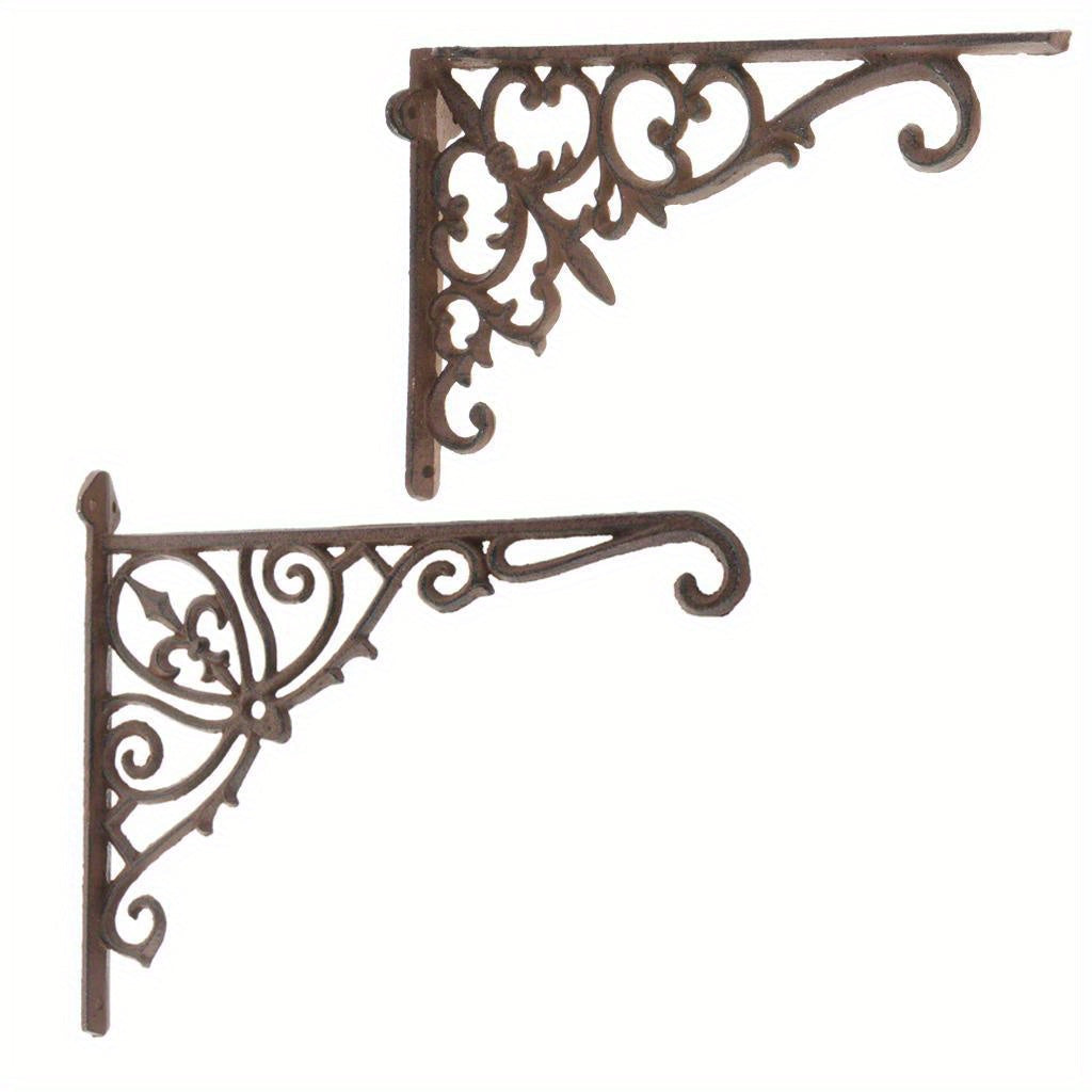 Soportes de esquina de hierro fundido vintage - 238x150x35mm - Portarretros decorativos para decoración de hogar elegante, decoración de estanterías | Diseño de tracería elegante | Detalles intrincados, decoraciones de estanterías