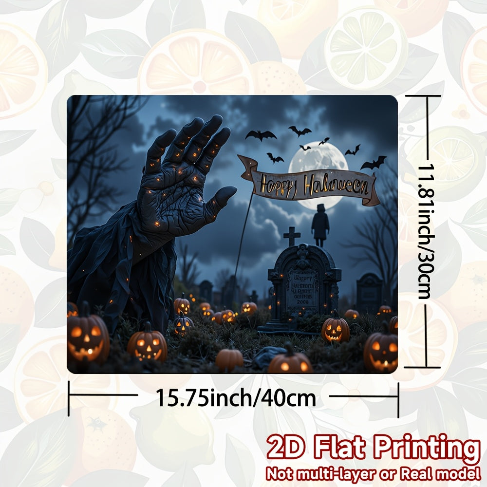 1pc Protector de Estufa para Halloween - Escena Espeluznante con Calabazas, Alfombrilla Antideslizante para Cocinas a Gas/Inducción, Lavadoras y Secadoras - Decoración Fácil de Limpiar (1 pieza), Accesorio Festivo, Diseño Plano 2D, Cubierta para Encimera