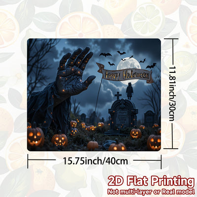 1pc Protector de Estufa para Halloween - Escena Espeluznante con Calabazas, Alfombrilla Antideslizante para Cocinas a Gas/Inducción, Lavadoras y Secadoras - Decoración Fácil de Limpiar (1 pieza), Accesorio Festivo, Diseño Plano 2D, Cubierta para Encimera