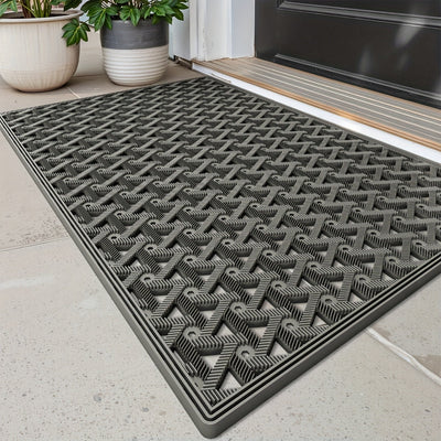 1pc Felpudo DAJIANG para Exterior con Patrón Geométrico, Base Antideslizante y Material TPE Resistente - Alfombra de Bienvenida Lavable de Perfil Bajo para Patio, Entrada o Puerta Principal (Gris/), Diseño Minimalista Moderno, Durabilidad Industrial, Sue