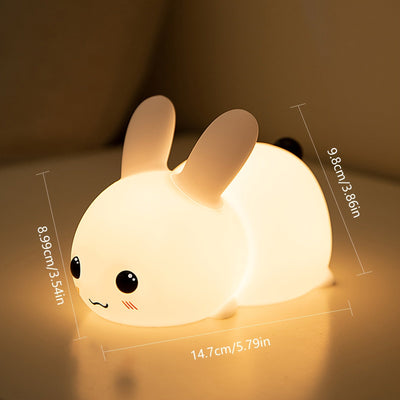 1 Luz nocturna de silicona con forma de conejo de jade, regalo creativo, carga USB, control remoto colorido, atenuación táctil, luces LED para dormir.