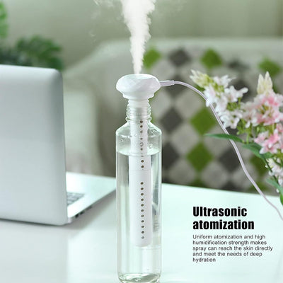 Humedificador Portátil Mini, Humidificador de Escritorio USB para Plantas Oficina Bebé Dormitorio, Purificador de Niebla Fría sin Contenedor de Agua para Hogar Coche Viajes, Blanco