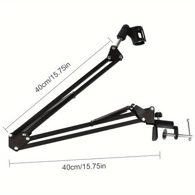 Soporte de Micrófono de Suspensión Ajustable Bomaite con Filtro Pop - Conector XLR, Construcción de Hierro
