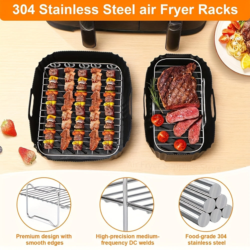 Soporte de parrilla para freidora de aire de acero inoxidable 304 - Accesorio multiusos para microondas y horno, se ajusta a Tefal Ey901840, Tower T17099, Salter EK5729, Lakeland 26920, con opciones de 5,2L y 3,1L, precio para cocinar de manera saludable