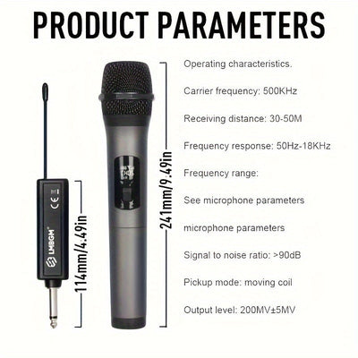 Sistema de micrófono inalámbrico LMBGM W-2, mano, carga USB, batería de litio, potencia nominal de 0,05 W, salida de 2,5 W/min, conector de 6,35 mm, con indicador de batería, para KTV en casa y actuaciones al aire libre.