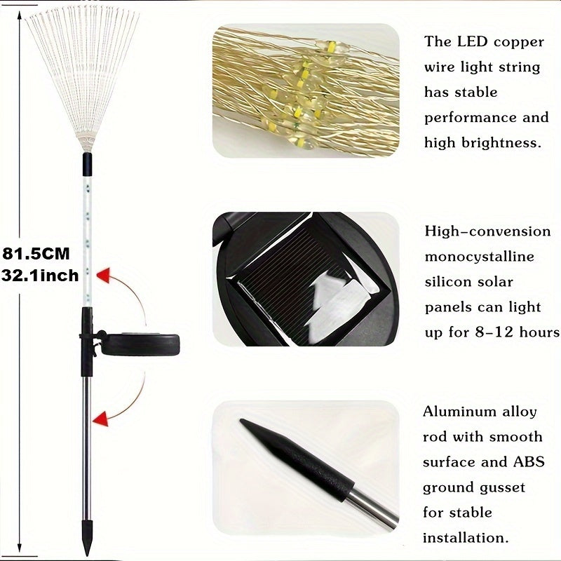 1PC Linterna Solar LED de Fuegos Artificiales - con varilla de luz, luces decorativas para patio y jardín al aire libre, faroles decorativos multicolores para paisajes, céspedes, aceras y festivales