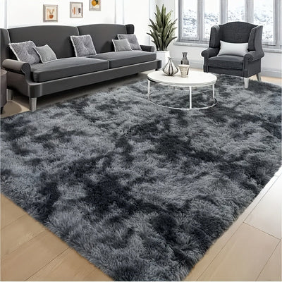 1 pieza de alfombrilla de colores mezclados/ti-dye/sólidos, material de poliéster tejido, hecha a máquina, diseño elegante rectangular, alfombras para el hogar.