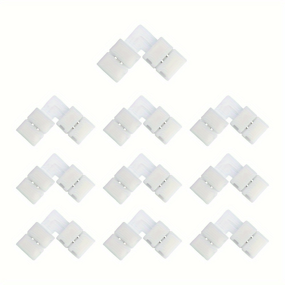 Conjunto de 5/10 piezas de Tiras LED sin Soldadura con Conector de Presión para Esquinas, Convertidor de Luz Monocromática Tipo Cinturón LT