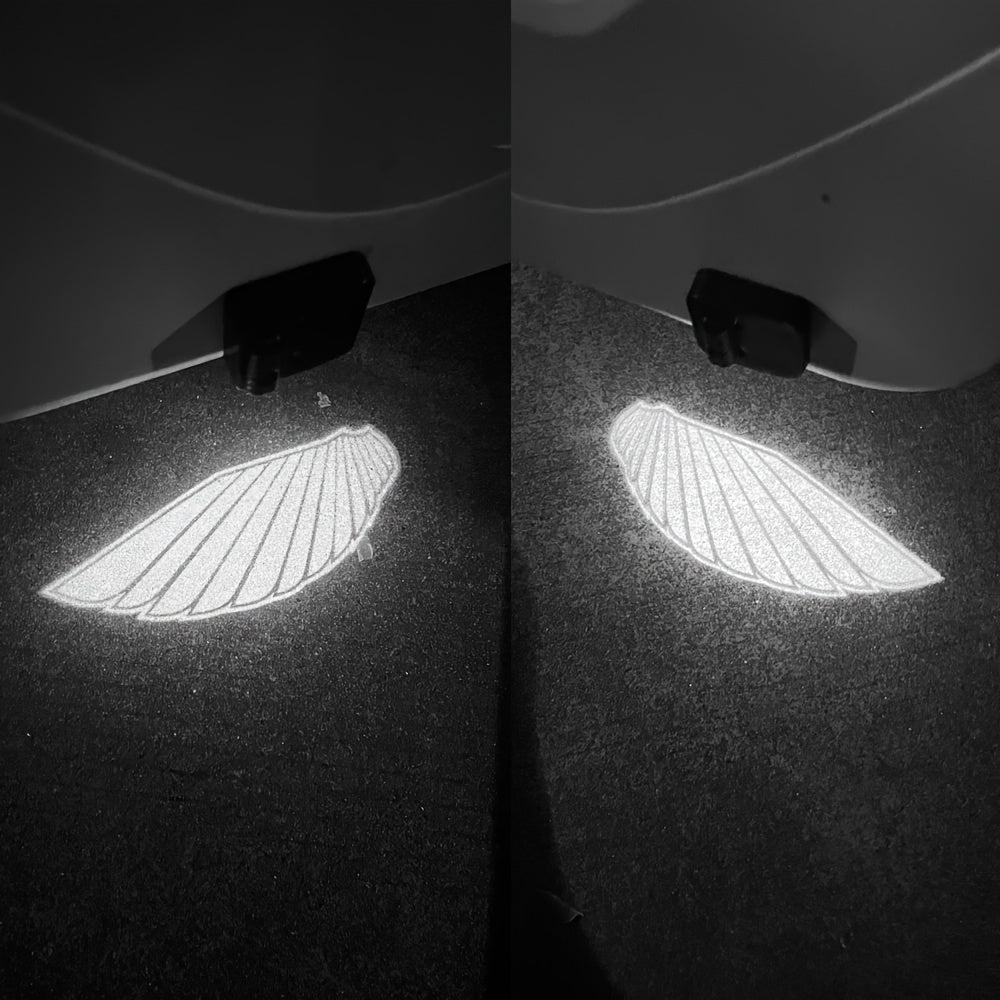 2 piezas de luces LED para logotipo de puerta de coche - Luces de cortesía de proyección decorativas, alimentadas por batería, fuente LED de 200-350 lúmenes, se adapta a varios modelos, sin batería