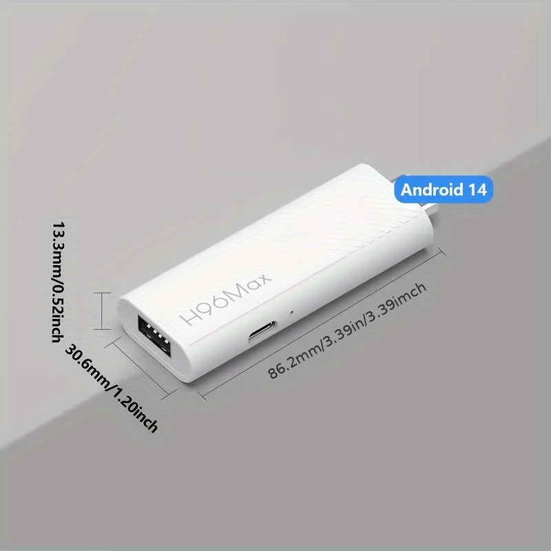 Huawei H96 MAX Mini TV Stick, Blanco | Android 14.0 | 4K@60fps | Procesador Quad-Core | WiFi 6 | Soporte para Google Assistant | Caja de Sistema ATV | Reproductor Multimedia Inteligente | Dispositivo Portátil de Streaming
