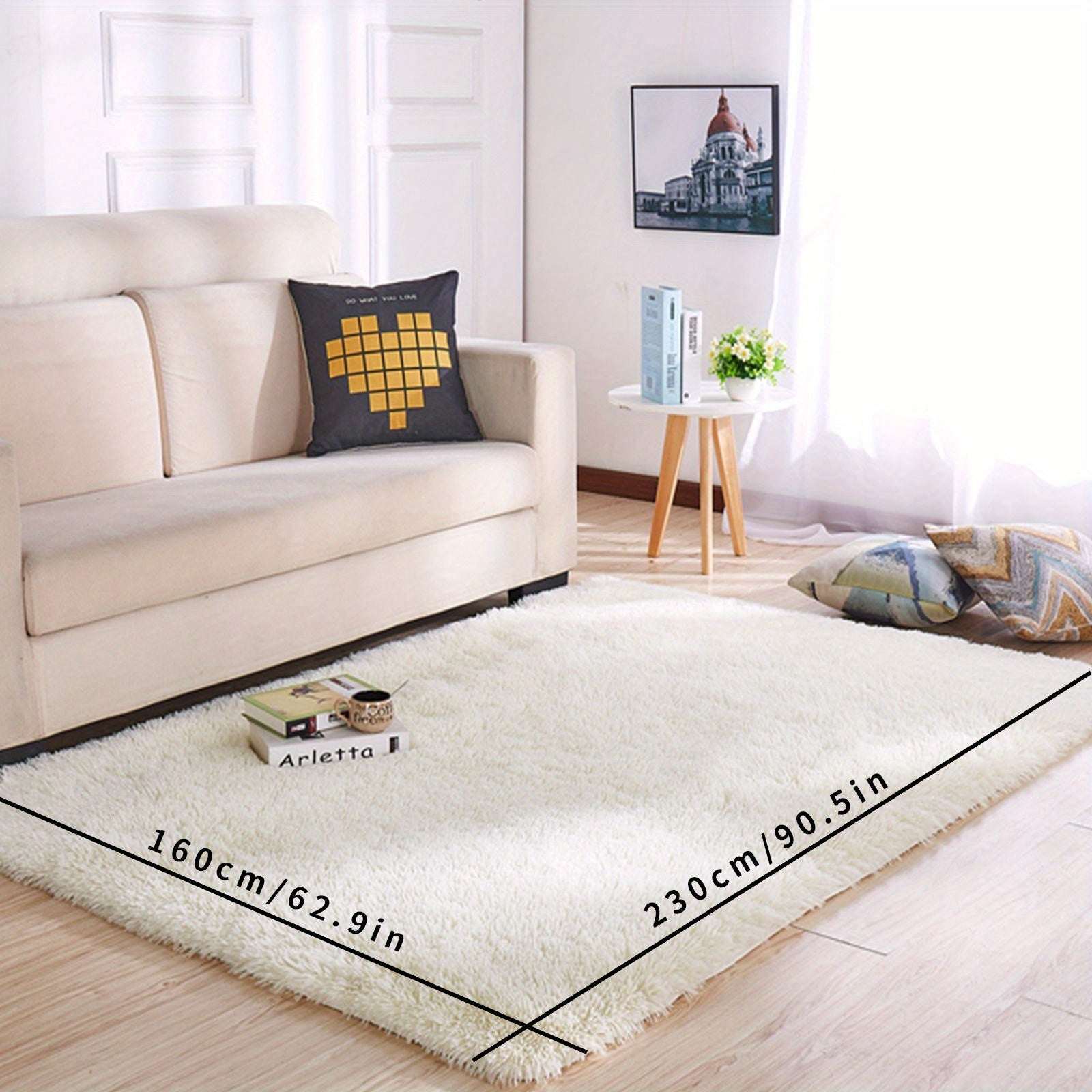 Alfombra de Pelo Ultra Suave, Alfombra de Sala Grande Blanca, Alfombra de Pelo No Deslizante, Alfombra de Lana para Sala de Estar Dormitorio Sala de Juegos Dormitorio Alfombra, Decoración de Habitación para Adolescentes, Decoración de Habitación