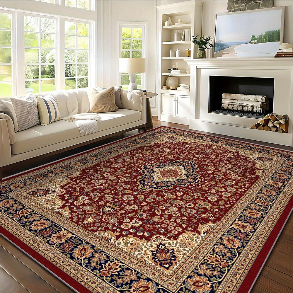 Alfombra de área de terciopelo de cristal bohemio de lujo, 100% poliéster, lavable a máquina, antideslizante, gruesa y esponjosa, estampado floral geométrico moderno para sala de estar, dormitorio, entrada - Uso en interiores