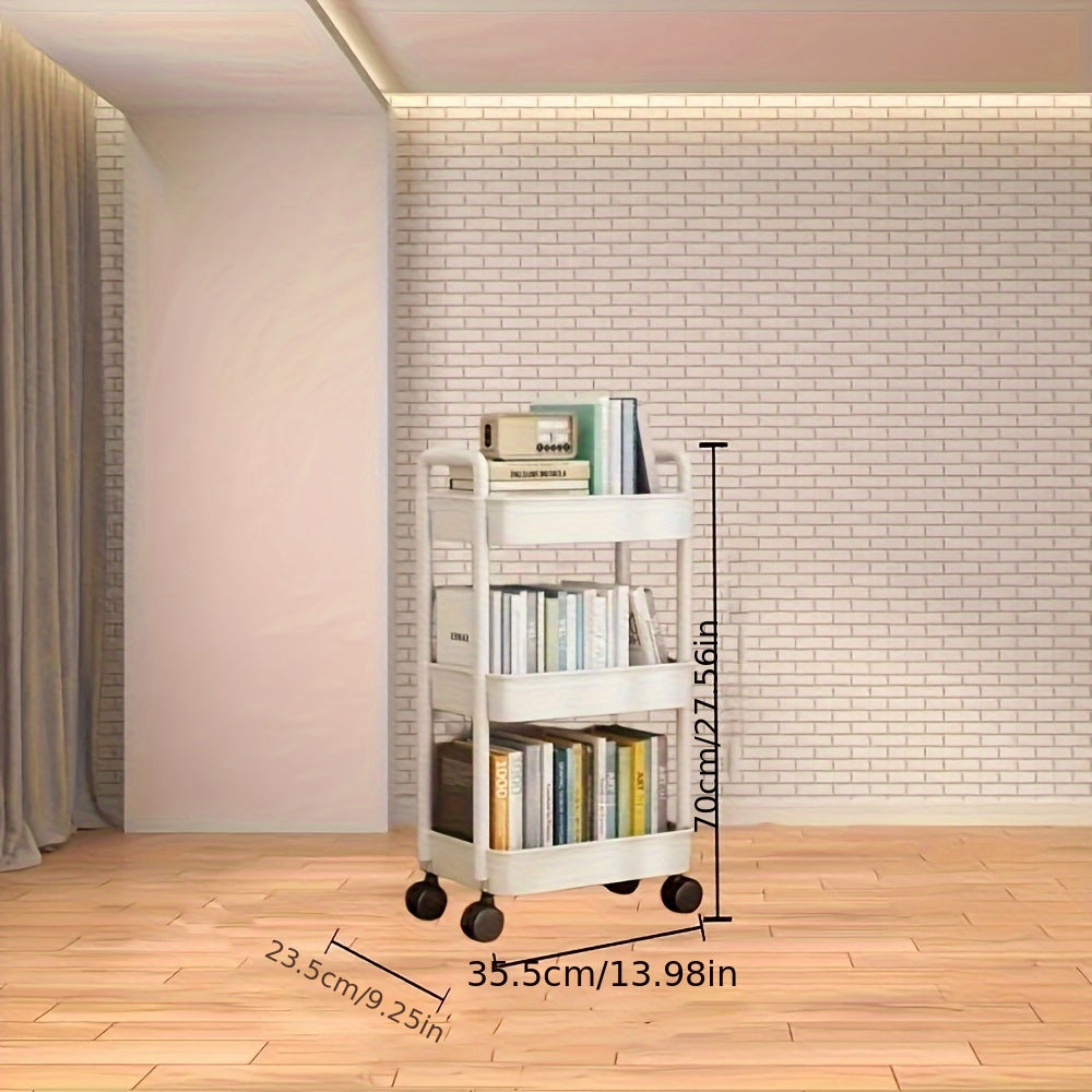 Carrito de Almacenamiento con Ruedas de 3 Niveles - Organizador de Plástico Blanco y Negro Versátil para Cocina, Baño, Dormitorio - No Requiere Montaje, Regalo Perfecto de Navidad, Organizadores y Almacenamiento para Baño