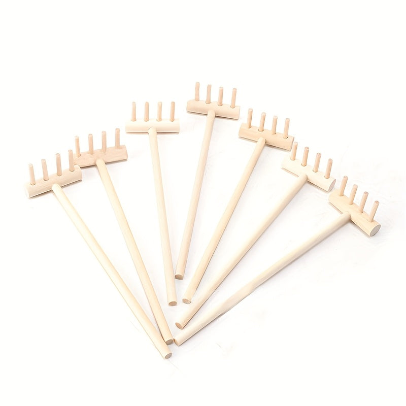 Juego de 7 piezas de rastrillos de jardín zen mini, herramientas de arte de arena de madera, rastrillos duraderos de 5,5 x 1,5 pulgadas para jardines de rocas, decoración del hogar, meditación y paisajes miniatura, incluye 7 tipos diferentes de rastrillo