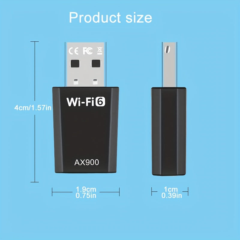 Adaptador de Tarjeta WiFi 6 de 900Mbps AX900, Adaptador de Red USB, Banda Doble 2.4G y 5G, Adaptador Inalámbrico para Portátil Mac y Computadora de Escritorio, Receptor Inalámbrico para PC Portátil y Computadora de Escritorio, Adaptador Inalámbrico 802.1