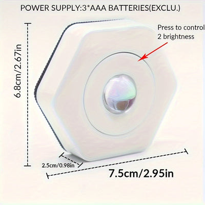1 Pieza, Luz De Proyección De Atardecer Con Forma Hexagonal De Ojo De Gato Blanco, Luz De Proyección De Atardecer LED Táctil Regulable, Iluminación De Gabinete Con Alimentación De Batería