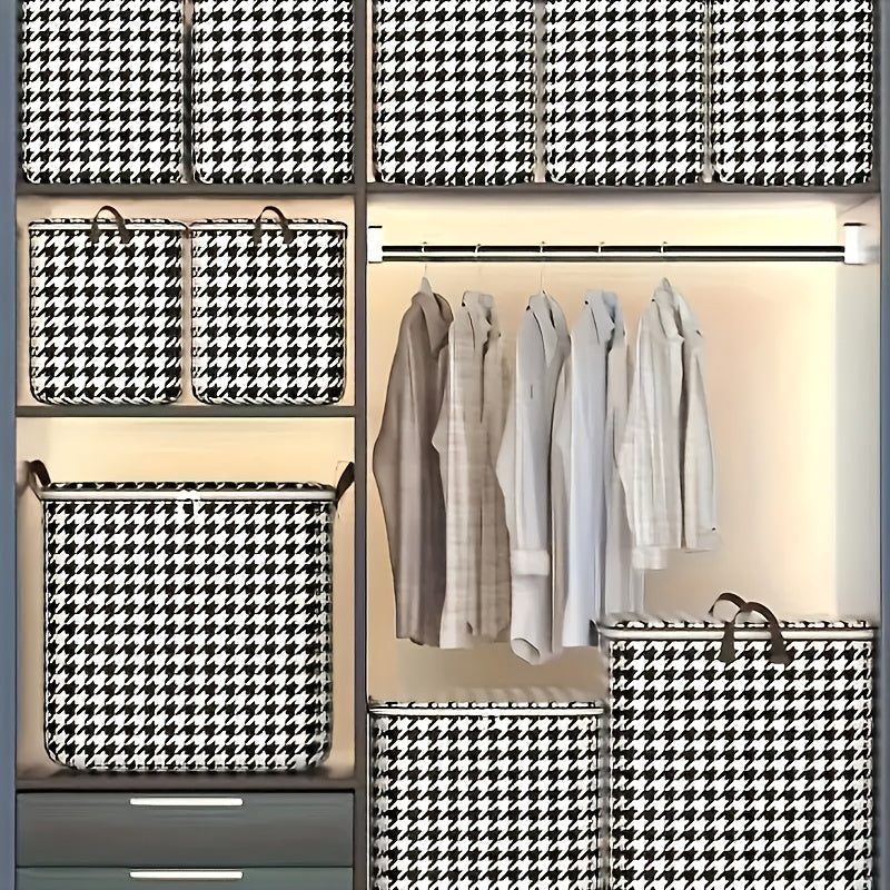 Juego de 3 piezas de caja de almacenamiento extra grande de 1800 litros, tejido a cuadros, reforzado, capacidad de almacenamiento grande para ropa, cubierta de almacenamiento, caja de almacenamiento a prueba de polvo y almacenamiento de bolsas, cesta de
