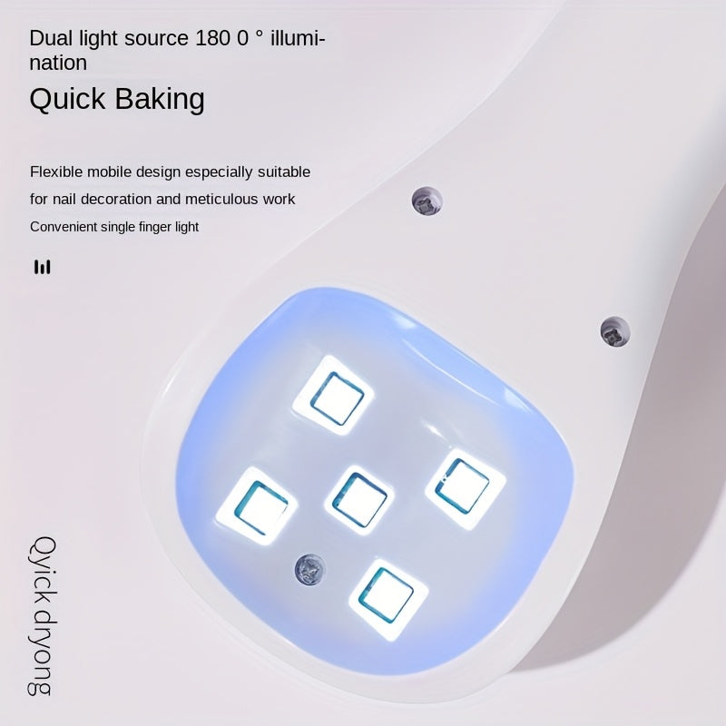 Mini lámpara de gel LED para arte de uñas - 30 segundos de secado rápido con pantalla digital, lámpara de secado de uñas portátil recargable por USB para uso en casa y salón, blanco, lámpara de secado de uñas, equipo de salón, herramienta de belleza mode