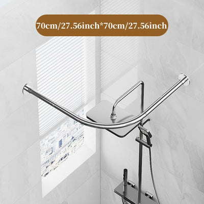 Barra de Cortina de Ducha Curvada de Acero Inoxidable - Sin Taladro, Resistente al Óxido, Montada en la Pared para Decoración de Baño