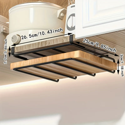 1pc Colgante de cocina de acero inoxidable ahorrador de espacio - Incluye tabla de cortar y rack de tapa, organizador de puerta de gabinete fácil de instalar para herramientas de cocina y artículos esenciales de baño