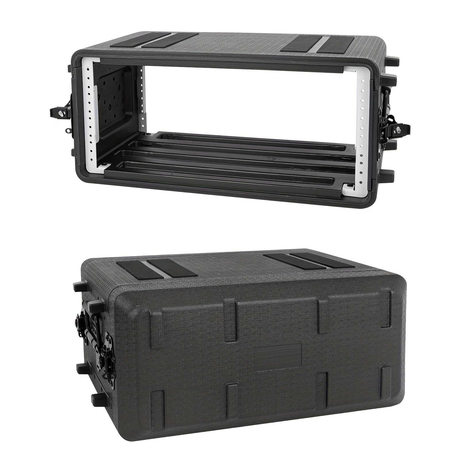 Estuche de amplificador de rack de 4U, montaje de viaje de carretera de DJ PA de audio profesional con espuma personalizada, ideal para almacenamiento de sistema de micrófono inalámbrico/amplificador/effect/mixer, 4U, negro