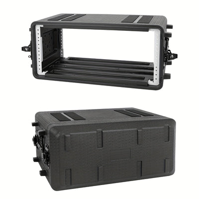 Estuche de amplificador de rack de 4U, montaje de viaje de carretera de DJ PA de audio profesional con espuma personalizada, ideal para almacenamiento de sistema de micrófono inalámbrico/amplificador/effect/mixer, 4U, negro