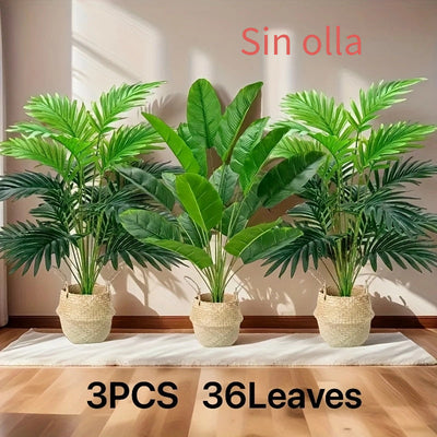 3 Árboles de Planta Simulados Verdes Combinables - Resistente a los Rayos UV, 36 Hojas por Juego para Decoración del Hogar y Oficina, Escenas de Compromiso y Boda, Sin Contenedor