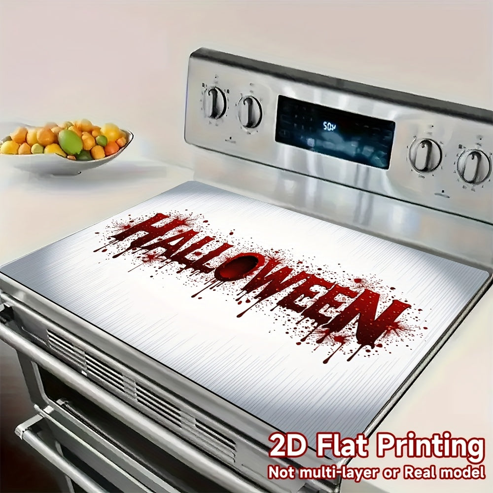 1pc Alfombrilla Protectora para Estufa de Halloween - Cubierta Decorativa con Temática de Terror y Salpicaduras de Sangre Roja, Compatible con Refrigerador, Lavadora y Secadora, Decoración para Fiestas de Halloween - Tapete para Electrodomésticos Fácil d