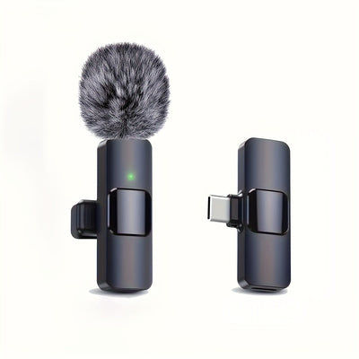 Sistema de micrófono inalámbrico de lavalle con interfaz USB Type-C, batería recargable, inalámbrico de 2,4 GHz, diseño compacto para transmisión en vivo y grabación de VLOG.
