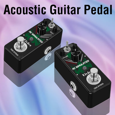 VIVLEX Pedal de Guitarra Acústica True Bypass - Efecto Analógico AC Stage con Modos Piezo/Estándar/Jumbo, Simulador Acústico Alimentado por USB para Grabación en Estudio y Presentaciones En Vivo - Compatible con Guitarra Eléctrica y Violín - Pedalboard C